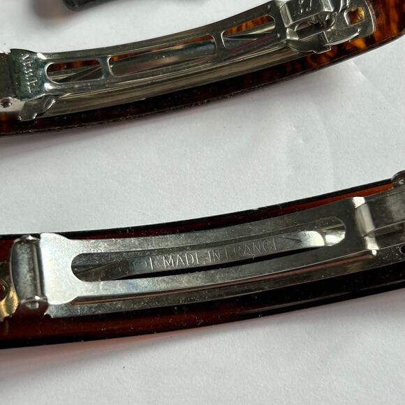 Vintage Tortoise Shell Hair Barrette Lot – 4 Pc 80s/90s Brown Clips - Picture 3 of 5